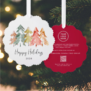 Carte Décorative Business Logo QR Code Joyeux Fêtes Noël