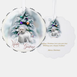 Carte Décorative Cadeaux de Noël Bichon Frise