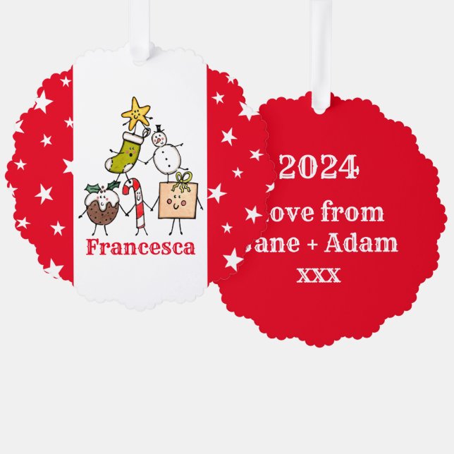 Carte Décorative Caractères de Noël personnalisés (Recto/Verso)