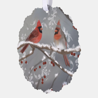 Carte Décorative Cardinaux sur une branche de neige