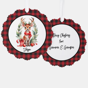 Carte Décorative Cerf de Noël avec Écharpe rouge