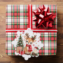 Cerf de Noël mignon Faon avec arbre de Noël