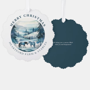 Carte Décorative Chevaux de Noël équestre Forêt d'hiver festive