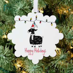 Carte Décorative Chèvre de Noël fantasque personnalisable