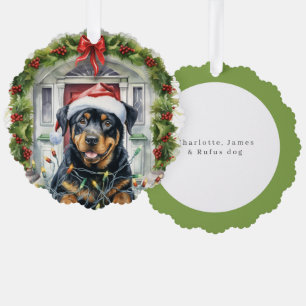 Carte Décorative Chien Rottie au chapeau de Père Noël Porte avant N