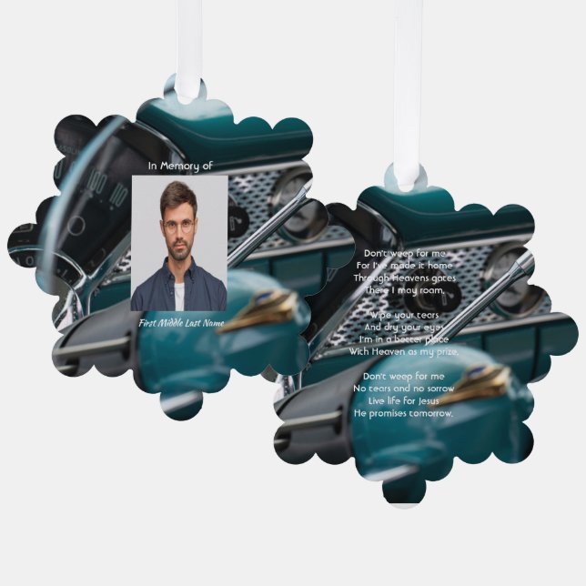 Carte Décorative Christian Memorial Keepsaké Antique Cars Auto (Recto/Verso)