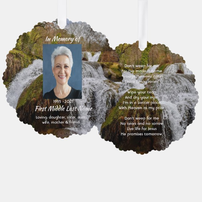 Carte Décorative Christian Waterfall Landscape  Memorial Keepsake  (Recto/Verso)