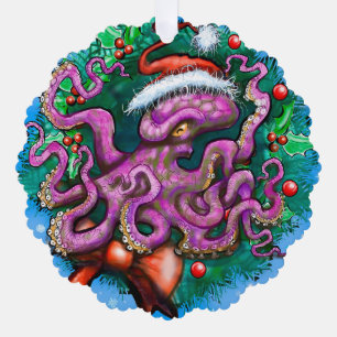 Carte Décorative Clouage de la fenêtre Octopus de Noël