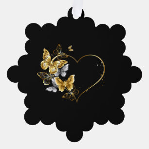 Carte Décorative Coeur aux papillons d'or