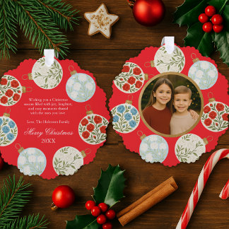 Carte Décorative Colorful Ornaments Christmas Photo Ornament Card