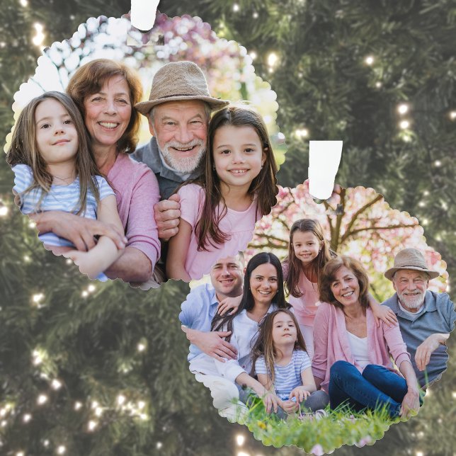 Carte Décorative Custom Double Sided Family Two Photo Christmas (Custom Double Sided Family Two Photo Christmas Ornament Card )