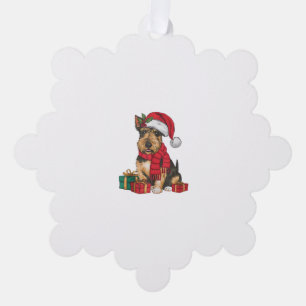 Carte Décorative Décor de fête de Noël Père Noël Irlandais Terrier