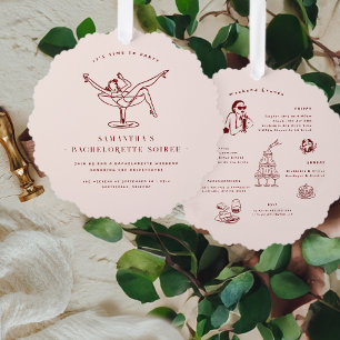 Carte Décorative Doodle rétro lunaire   Fin de semaine de bachelore