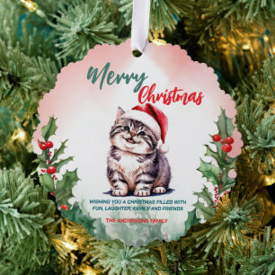 Carte Décorative Drôle Joyeux Noël Wreath mignonne Chat chaton