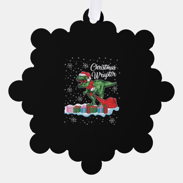 Carte Décorative Drôle Noël Dinosaur Wraptor Velociraptor (Recto)