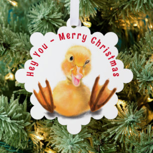 Carte Décorative Drôle Noël Ornament Card Joyeux Canard Joué