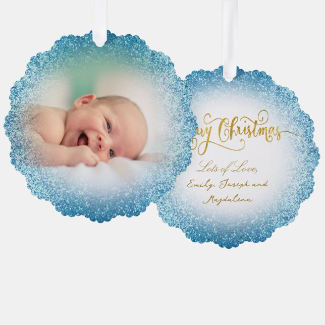 Carte Décorative effet fausse parties scintillant nouveau bébé garç (Recto/Verso)