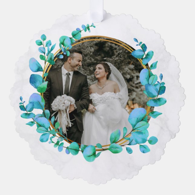 Carte Décorative Elégant Aquarelle Botanique Pour Photo Mariage (Recto)