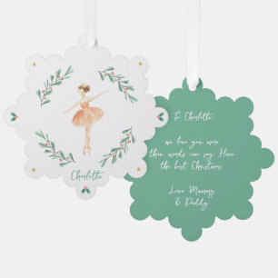 Carte Décorative Elégant ballerine girly vert pêche joli Noël