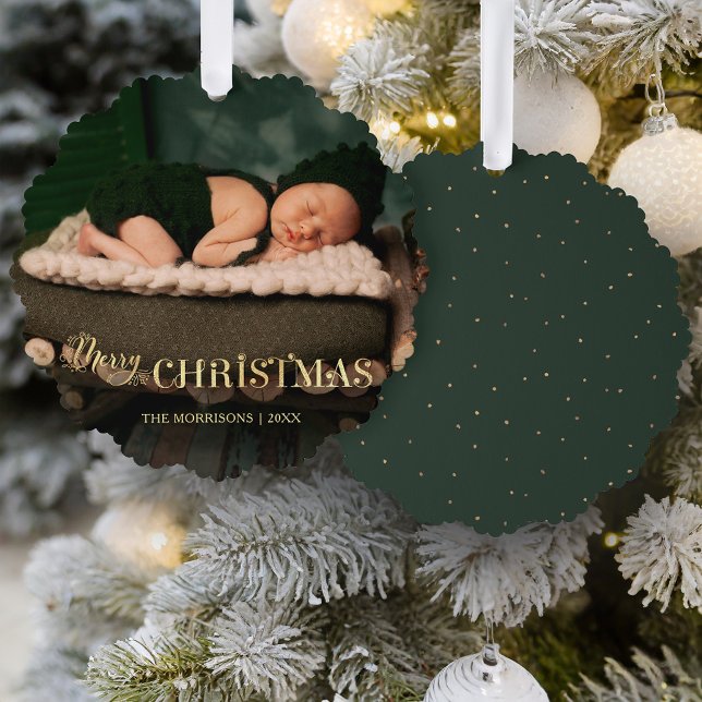 Carte Décorative Elégant Festive Gold Joyeux Noël Script Photo (Créateur téléchargé)