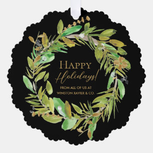 Carte Décorative Elégant moderne Joyeux Joyeux Vacances Wreath Corp