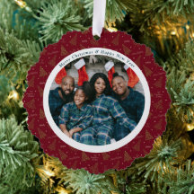 Élégant Noël Rouge et Bonne Année Deux photos