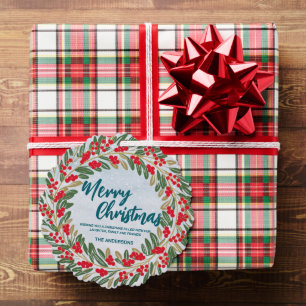 Carte Décorative Élégante couronne rouge Holly Berries Gold merry X