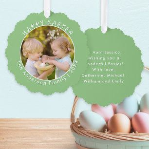 Carte Décorative Étiquette personnalisée de panier vert de printemp