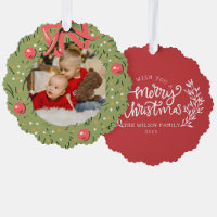 Famille de Noël Photo Watercolor Famille Wreath