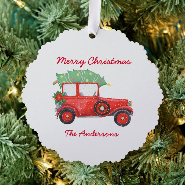 Carte Décorative Festif blanc de camion rouge de Noël (Insitu (Arbre))