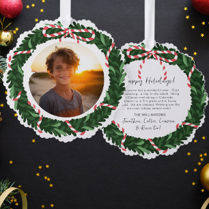Carte Décorative Festif Fun Holiday Wreath Custom Photo Letter