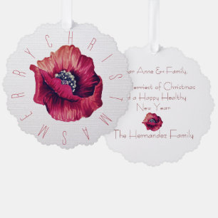 Carte Décorative Festivale minimaliste Fleur rouge Noël blanc