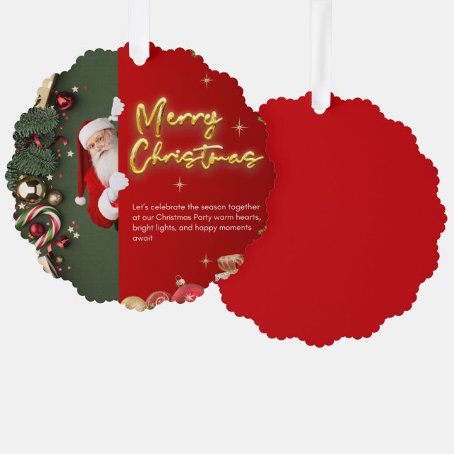 Carte Décorative Festive Scalloped Ornament Card – Holiday (Recto/Verso)