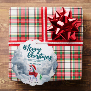 Carte Décorative Funny Unicorn Merry Xmas arbre neige