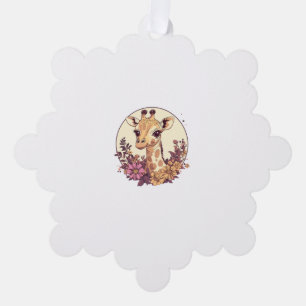 Carte Décorative Giraffe Adorable Entourée De Fleurs _5