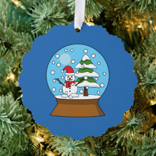 Carte Décorative Globe de neige avec Snowman et Pine Tree