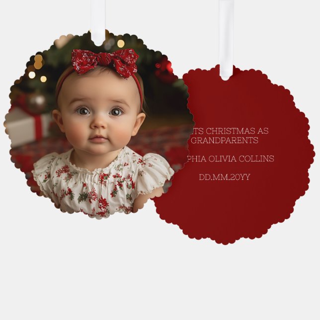 Carte Décorative Grand-parents - Première photo de Noël du bébé mod (Recto/Verso)