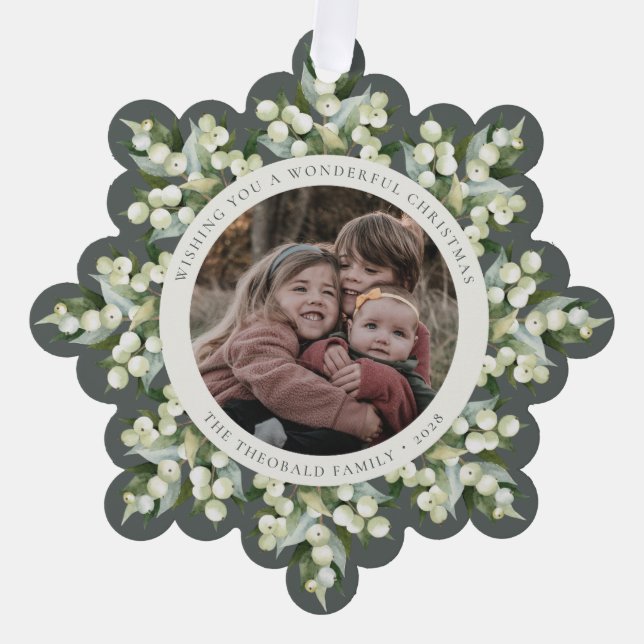 Carte Décorative Gray-Green Snowberry+Greenery Christmas Paper (Recto)