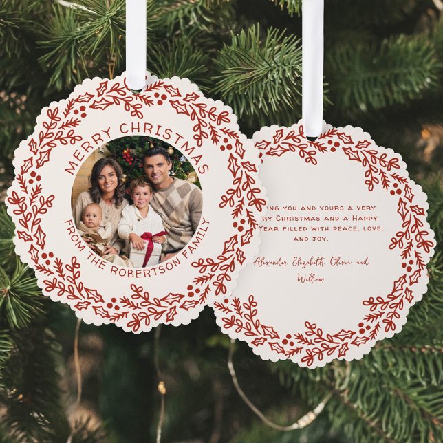 Carte Décorative Hand Drawn Christmas Wreath Photo (Créateur téléchargé)
