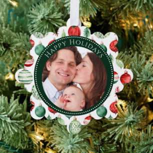 Carte Décorative Happy Holidays Festive Family Photo