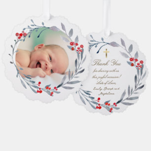 Carte Décorative hiver Baptême merci
