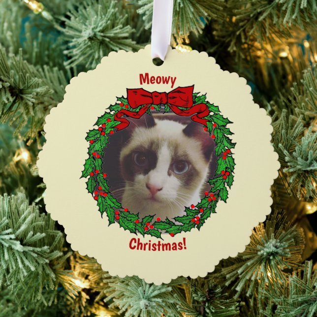 Carte Décorative Holly Wreath Frame Meowy Christmas Ajouter une pho (Insitu (Arbre))