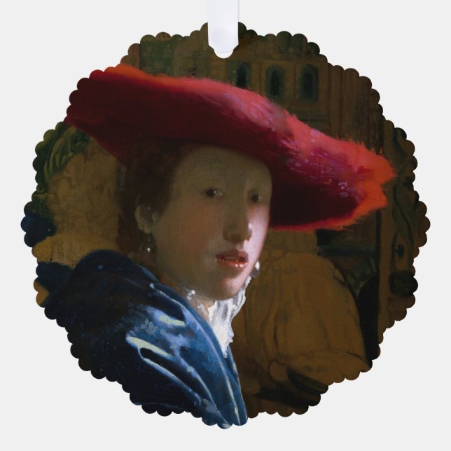 Carte Décorative Johannes Vermeer - Fille avec un Casquette rouge (Recto)