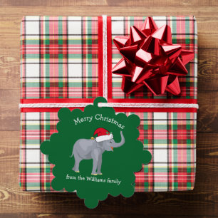 Carte Décorative Joli Eléphant Noël personnalisé Vert du cadeau