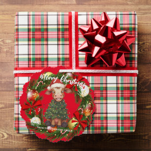 Carte Décorative Joli vache joyeux Noël arbre de Noël veau bœuf mot