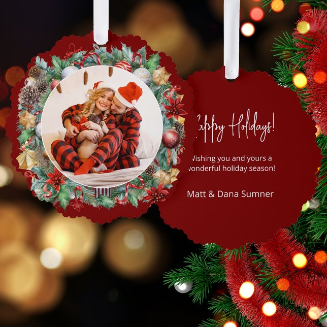 Carte Décorative Jolie aquarelle photo de la couronne de Noël (Créateur téléchargé)