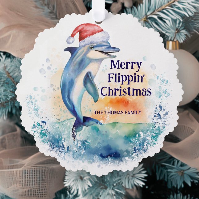 Carte Décorative Joyeux Flippin' Noël Dauphin Père Noël (Créateur téléchargé)