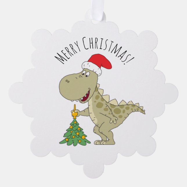Carte Décorative Joyeux Noël Arbre mignonne Dinosaure Santa Hat (Recto)