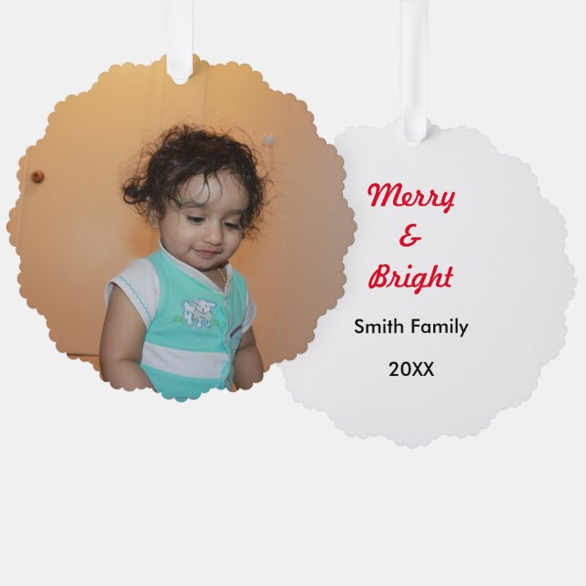Carte Décorative Joyeux Noël brillant Photo Bébé Enfant Personnalis (Recto/Verso)