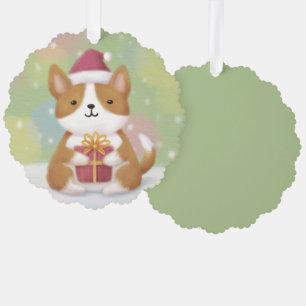 Carte Décorative Joyeux Noël : Corgi Illustration Art